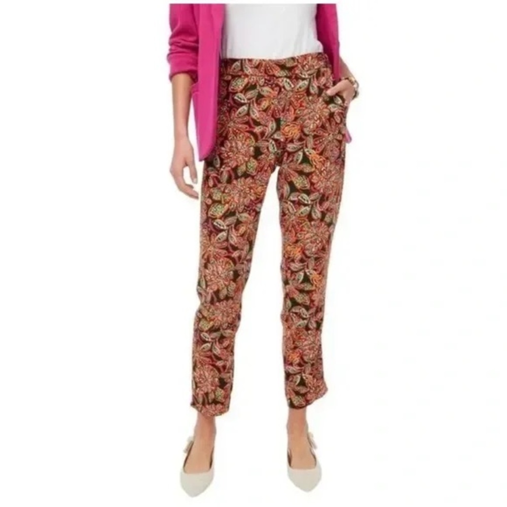 J. Crew Multicolor Floral Jamie pant with elastic waist and pockets Sz 10 EUC